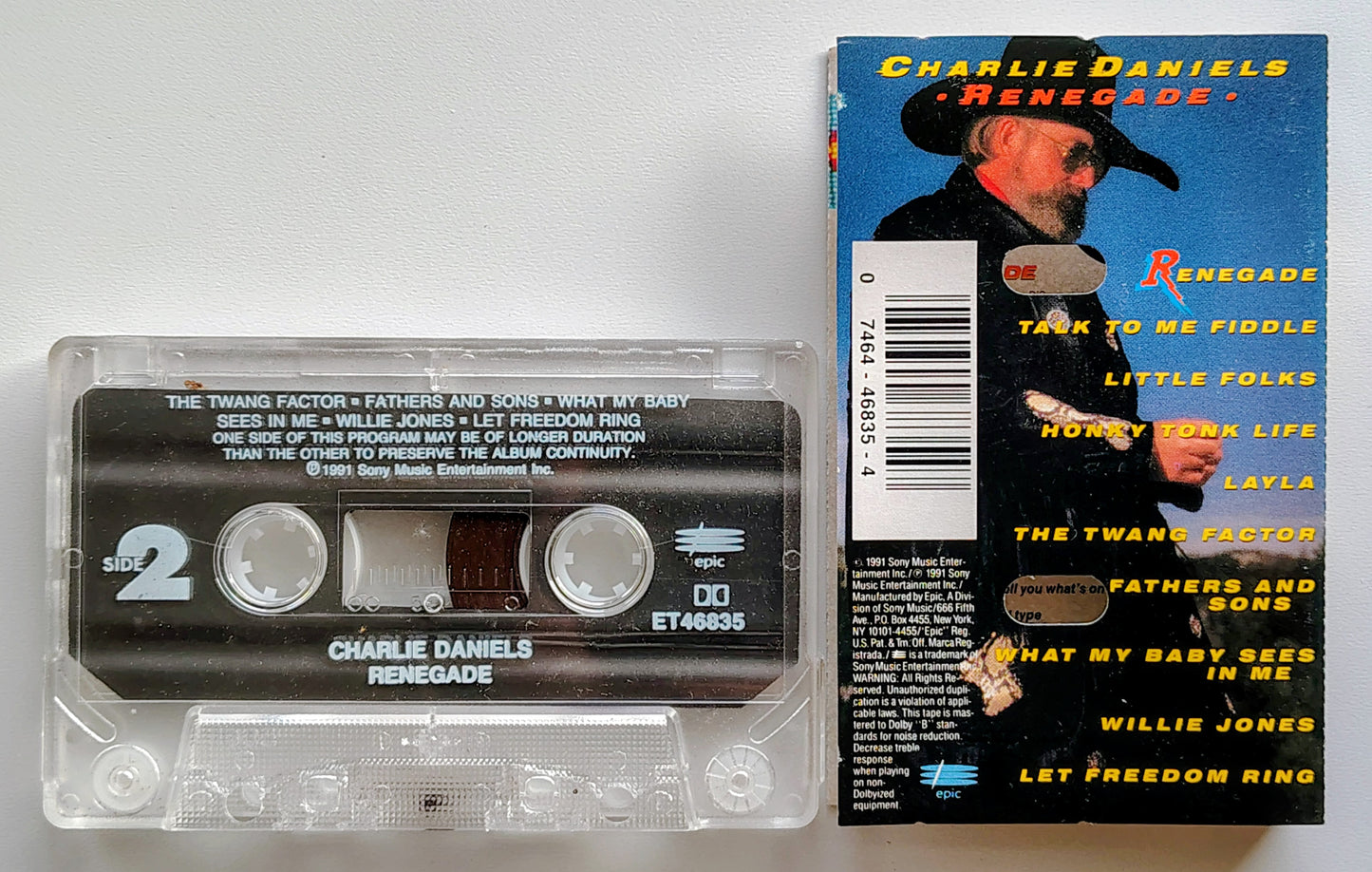 Charlie Daniels - "Renegade" - CASSETTE TAPE (DOLBY)VG+/NM