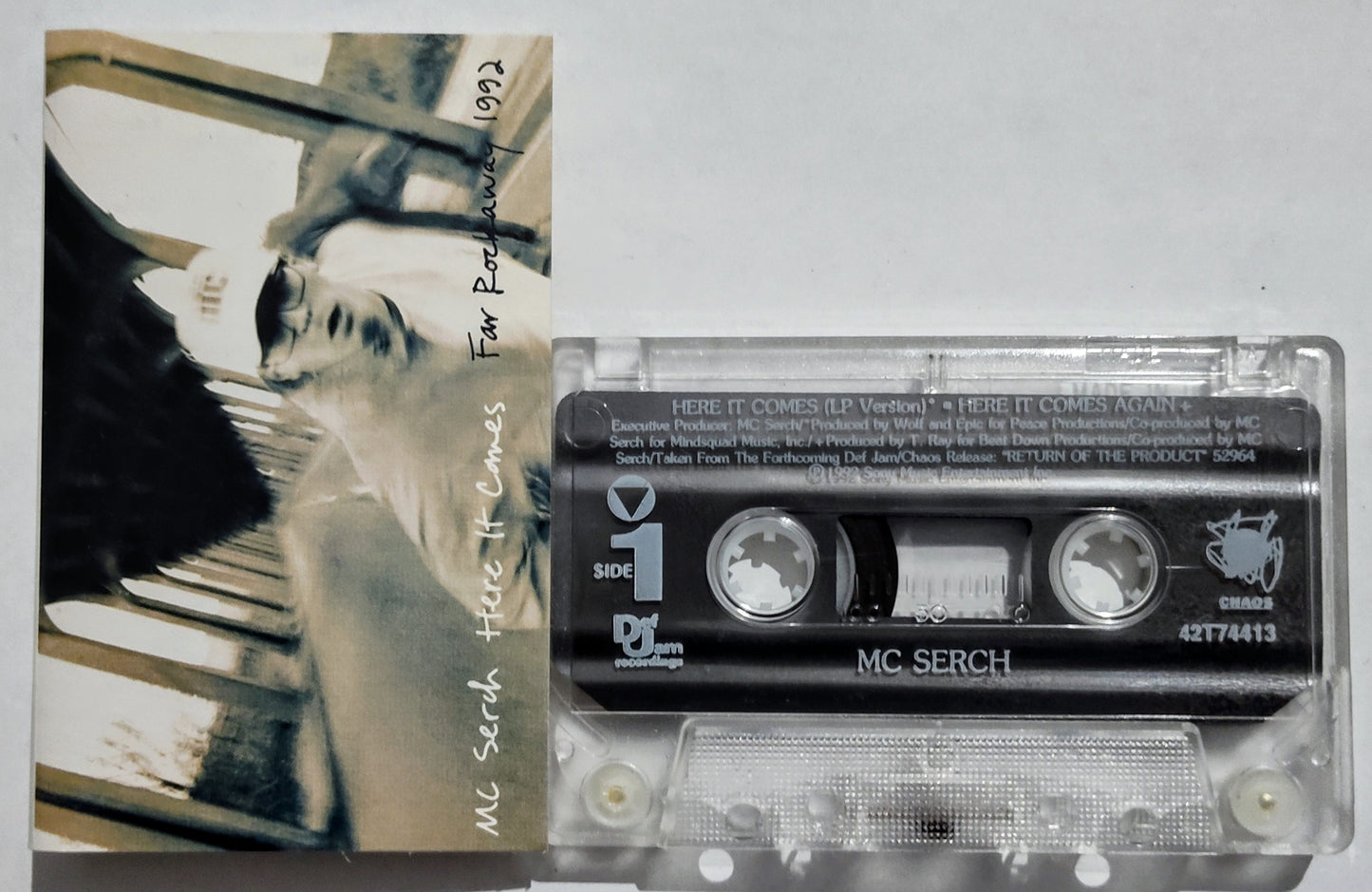 MC Serch - “Here It Comes” - CASSETTE TAPE (Maxi Single) VG+/VG+