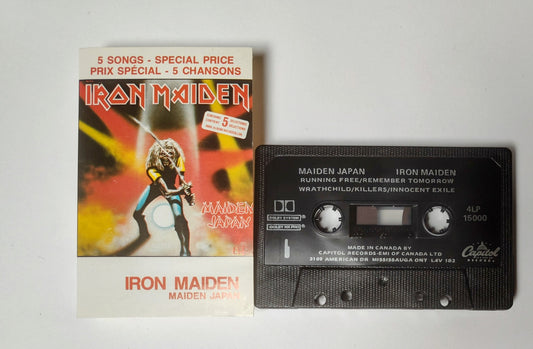 Iron Maiden - "Maiden Japan" - CASSETTE TAPE (Canada; black shell; DOLBY System HX PRO; No bar code) VG+/VG+