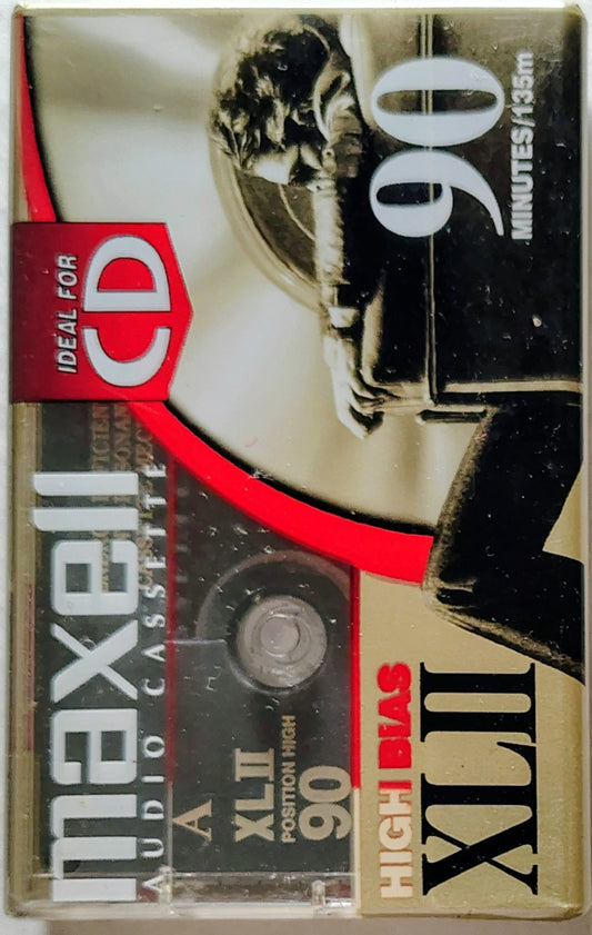 Blank Maxell High Bias XLII 90-Minute (Sealed; Standard North America version; gray shell)
