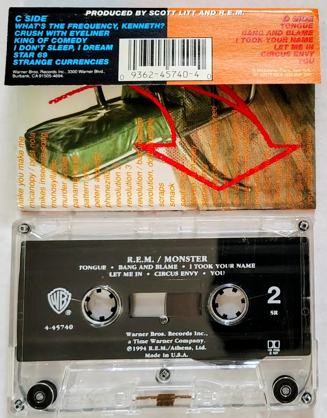 R.E.M. - "Monster" - CASSETTE TAPE VG+/VG+ *🚨*