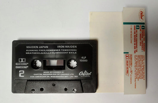 Iron Maiden - "Maiden Japan" - CASSETTE TAPE (Canada; black shell; DOLBY System HX PRO; No bar code) VG+/VG+