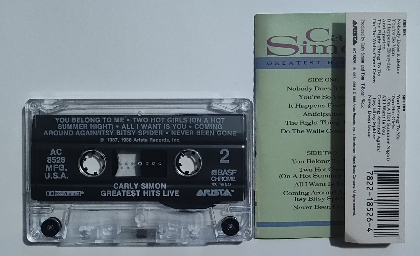 Carly Simon - "Greatest Hits Live" - CASSETTE TAPE VG+/VG+