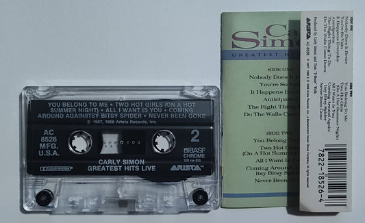 Carly Simon - "Greatest Hits Live" - CASSETTE TAPE VG+/VG+