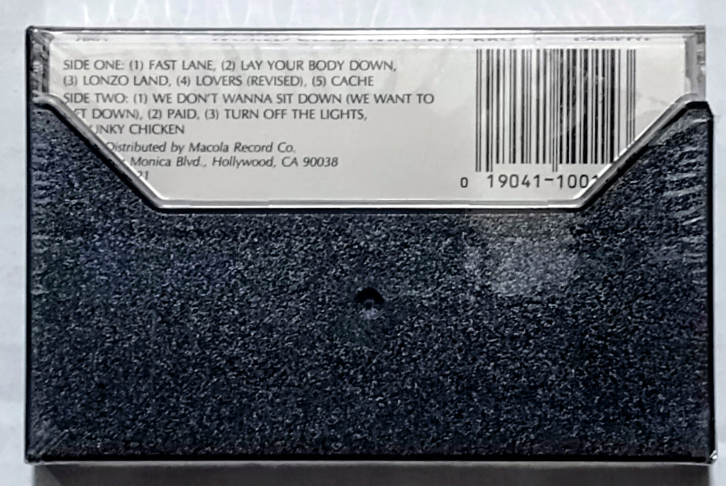 Lonzo And The World Class Wreckin Kru - “Turn Off The Lights In The Fast Lane” - CASSETTE TAPE VG/M (Sealed; torn cellophane; chunk of case broken off on underside; drill hole thru spine)