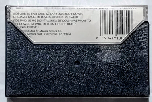 Lonzo And The World Class Wreckin Kru - “Turn Off The Lights In The Fast Lane” - CASSETTE TAPE VG/M (Sealed; torn cellophane; chunk of case broken off on underside; drill hole thru spine)
