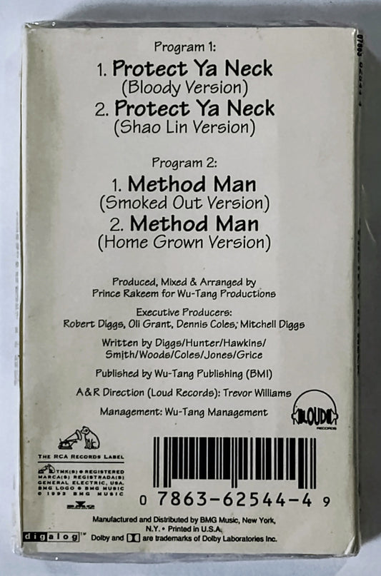 Wu-Tang Clan - "Protect Ya Neck" - CASSETTE TAPE (Single) VG+/M (Sealed; fair amount of shelf wear to sleeve; see photos!)