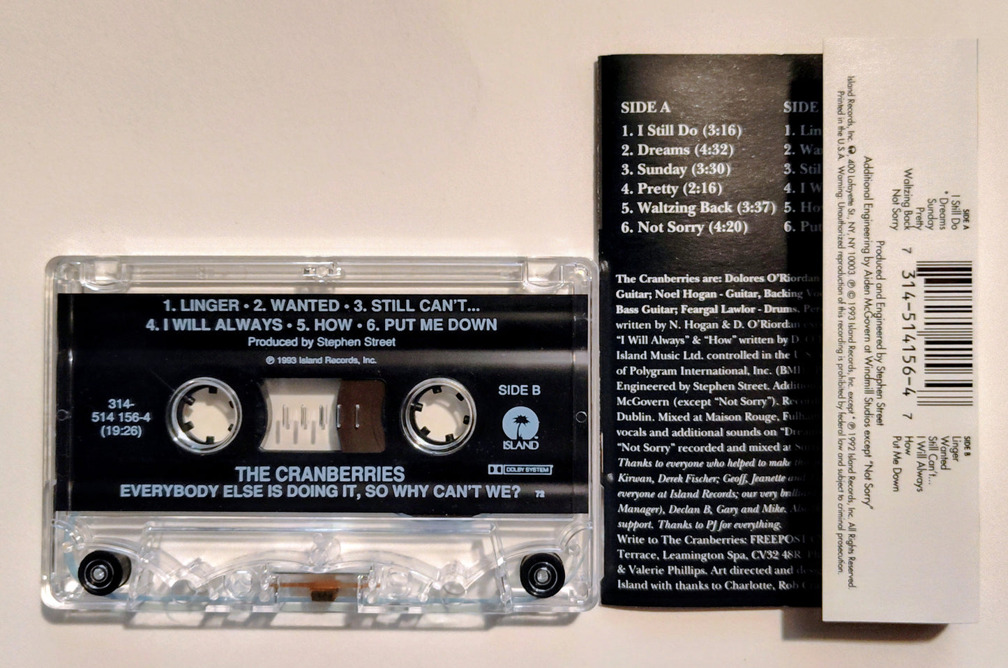 Cranberries, The - "Everybody Else Is Doing It, So Why Can't We?" - CASSETTE TAPE (DOLBY) VG+/VG+