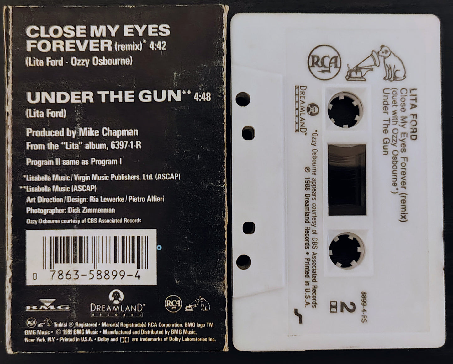 Lita Ford (With Ozzy Osbourne) - “Close My Eyes Forever” - CASSETTE TAPE (Single) G+/VG
