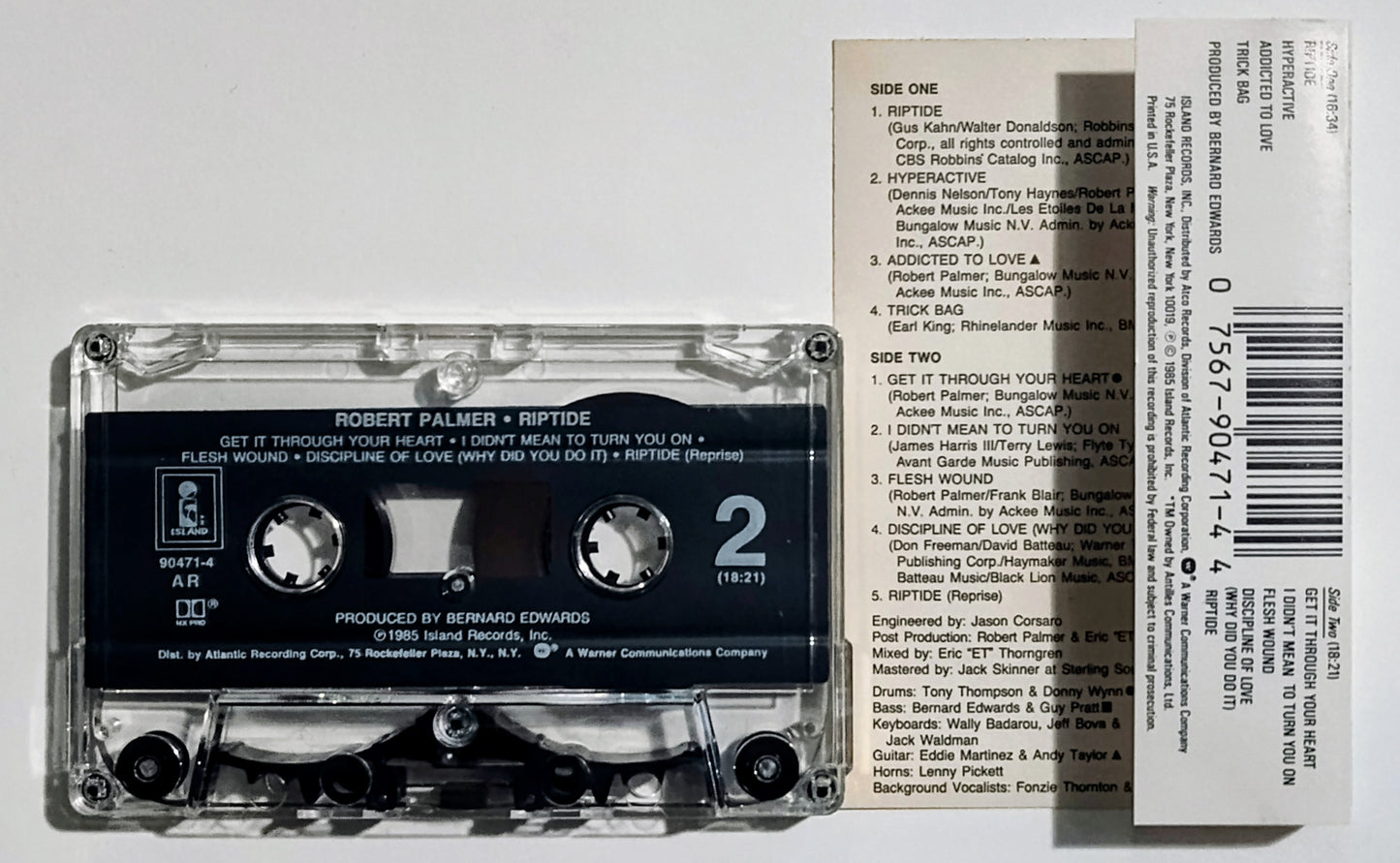 Robert Palmer - "Riptide" - CASSETTE TAPE VG+/VG+