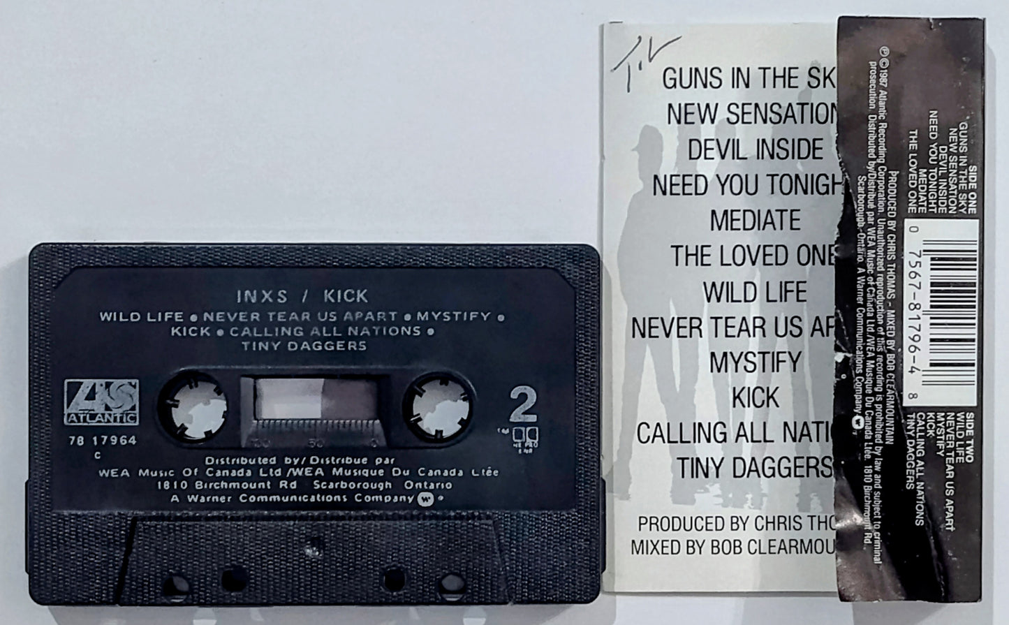 INXS - "KICK" - CASSETTE TAPE (Canada; black shell) VG/VG+