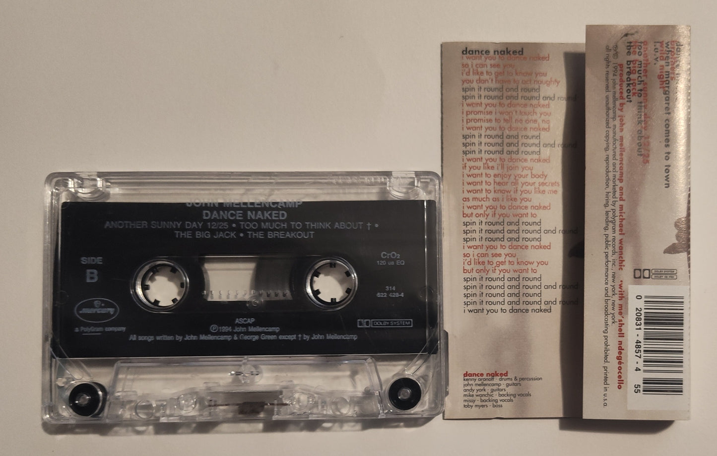 John Mellencamp - "Dance Naked" - CASSETTE TAPE (Chrome; DOLBY) VG+/VG+
