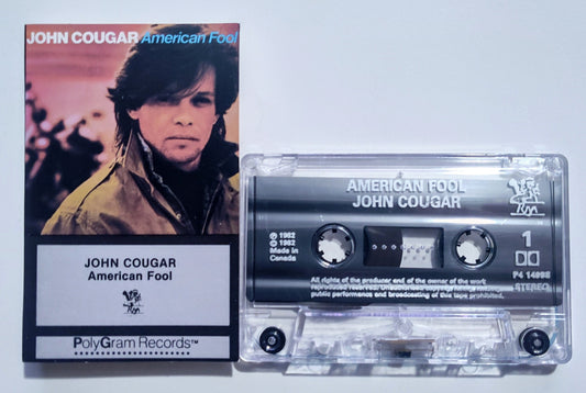 John Cougar - "American Fool" - CASSETTE TAPE (Columbia House; Canada; clear shell; DOLBY) VG+/VG+