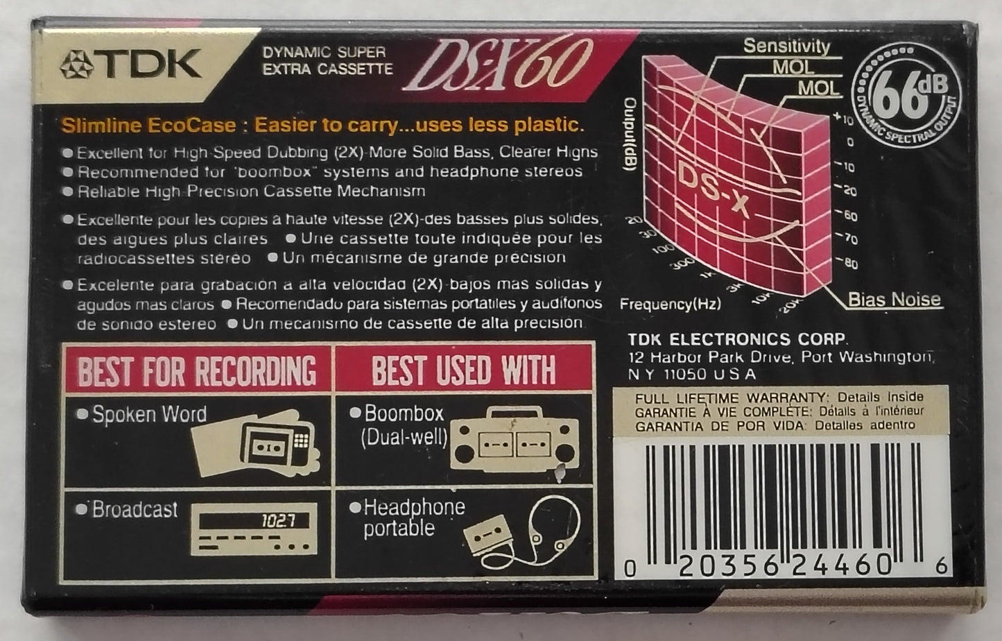 Blank - TDK DS-X 60 Normal Bias Type I (60-Minute; black label; slimline case; Sealed)