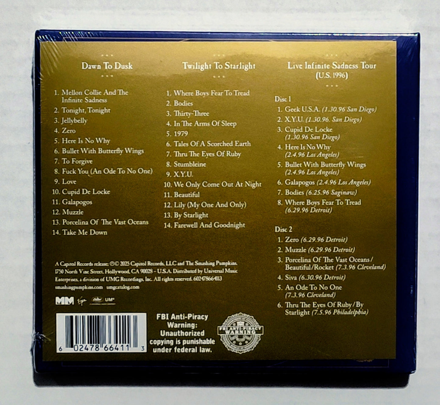 Smashing Pumpkins - “Mellon Collie & The Infinite Sadness (Deluxe Anniversary Edition)” - COMPACT DISC (4-Disc Limited Edition; includes 2-Disc Live Album) M/M (Sealed)