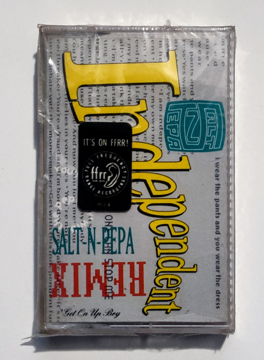Salt 'N' Pepa - "Independent Remix" - CASSETTE TAPE (Canada; black shell) VG+/M (Sealed; broken seal; drill hole thru spine)