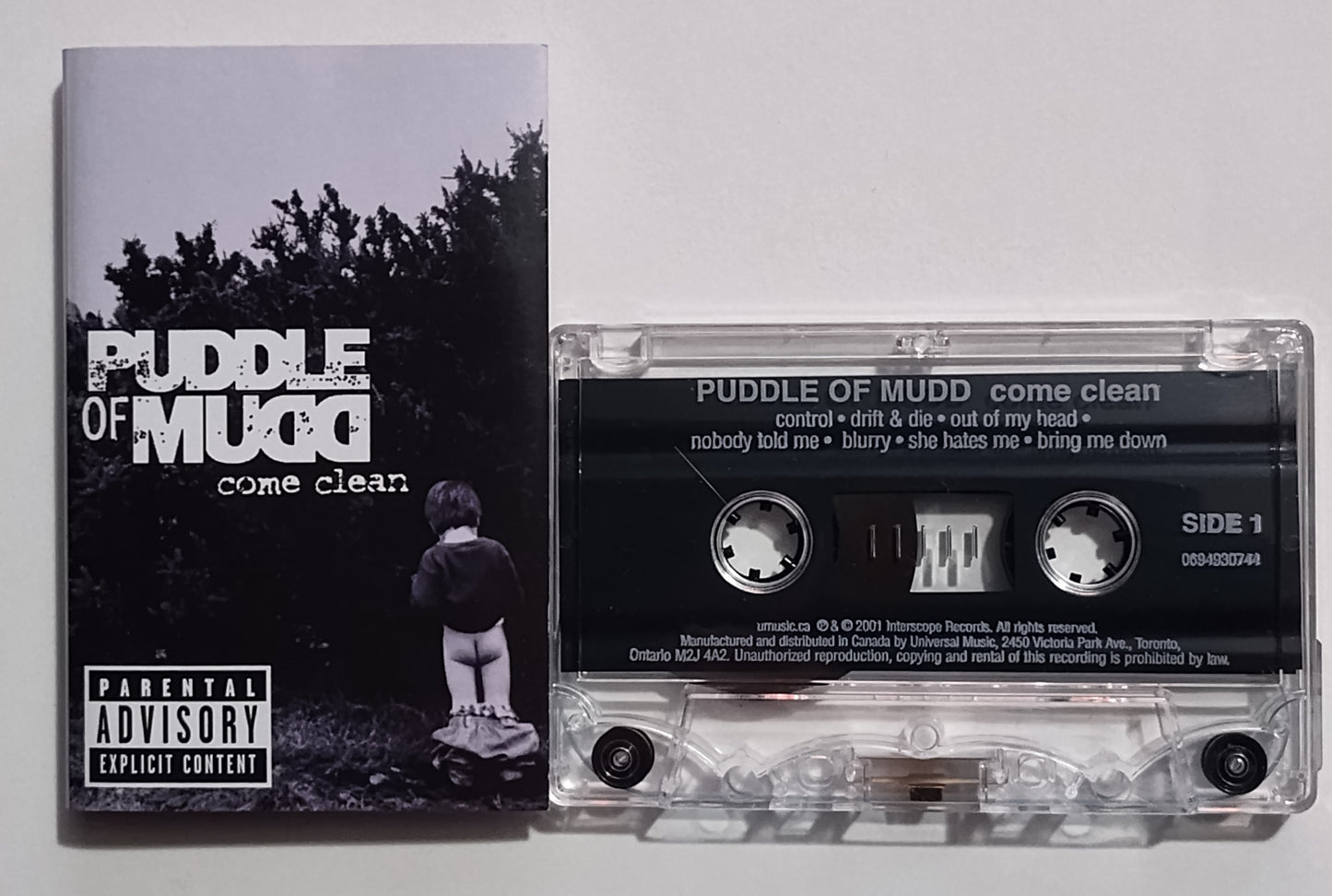 Puddle Of Mudd - "Come Clean" - CASSETTE TAPE (Canada; clear shell) VG+/VG+