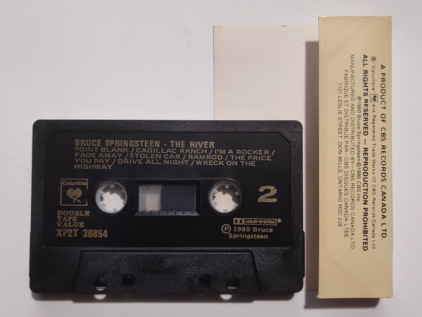 Bruce Springsteen - "The River" - CASSETTE TAPE (Canada; black shell; DOLBY) VG+/VG+