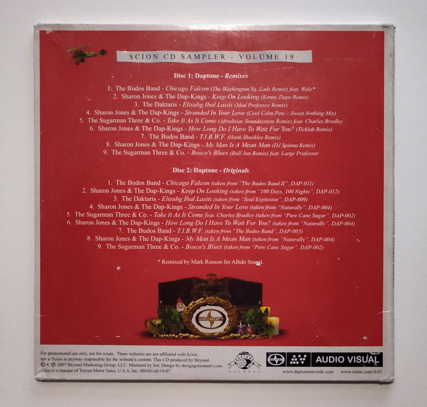 Various Artists - "Daptone Records Remixed: Scion CD Sampler Volume 19" - INDIE COMPACT DISC (Disc 1 Only) G+/G+