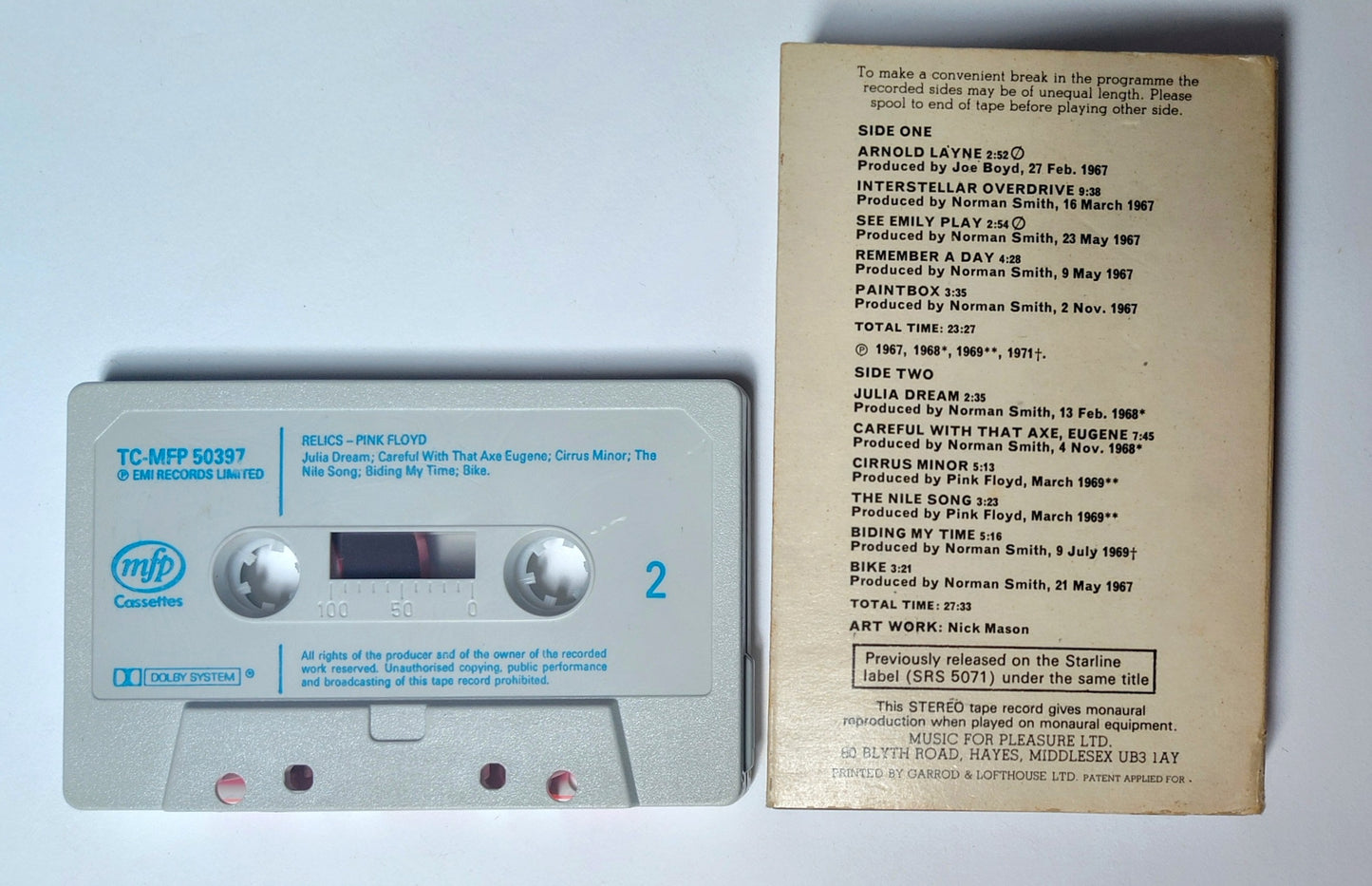 Pink Floyd - "Relics" - CASSETTE TAPE (DOLBY; MFP Box Case) VG/VG+