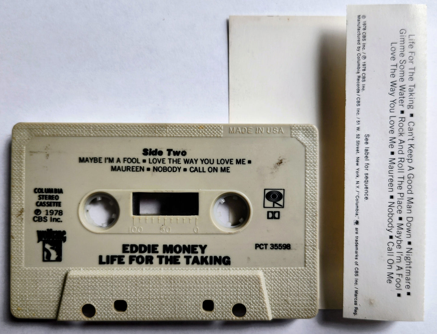 Eddie Money - “Life For The Taking” - CASSETTE TAPE VG/VG