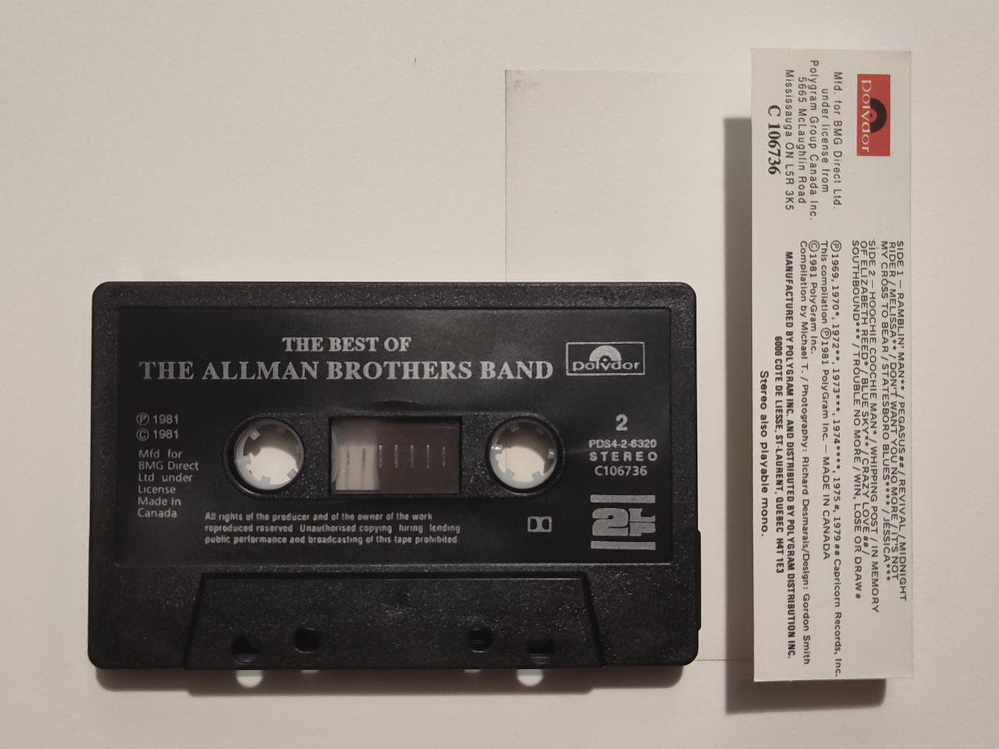 Allman Brothers - "The Best Of The Allman Brothers Band" - CASSETTE TAPE (BMG; Canada; black shell; DOLBY) VG+/VG+