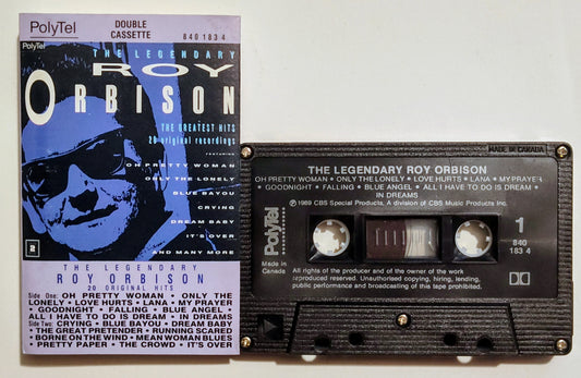Roy Orbison - "20 Greatest Hits" - CASSETTE TAPE (Canada; black shell; DOLBY) VG+/VG+