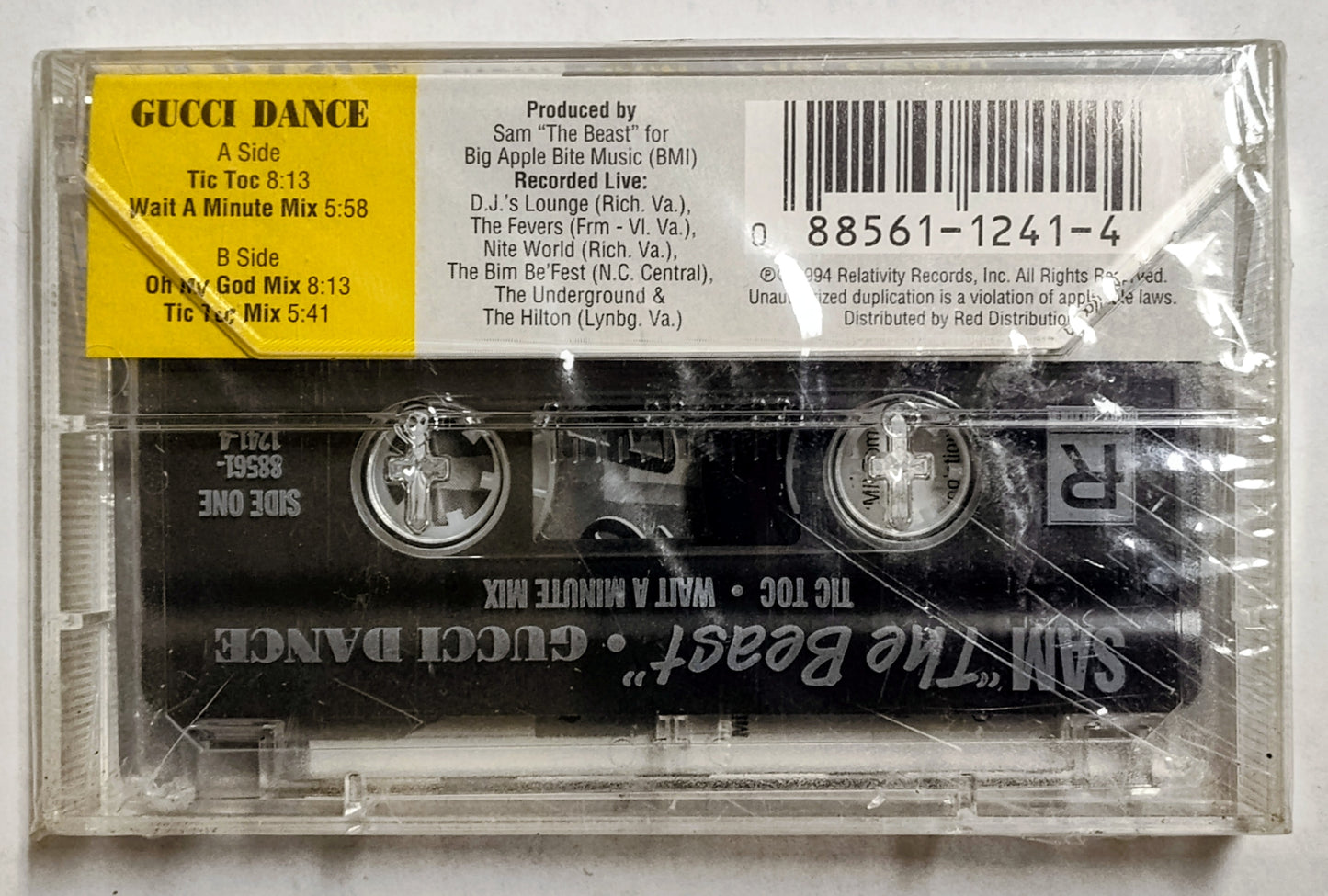 Sam “The Beast” - “Gucci Dance Live!!!” - CASSETTE TAPE (Maxi Single) NM/M (Sealed; cracks in cover on front and back)