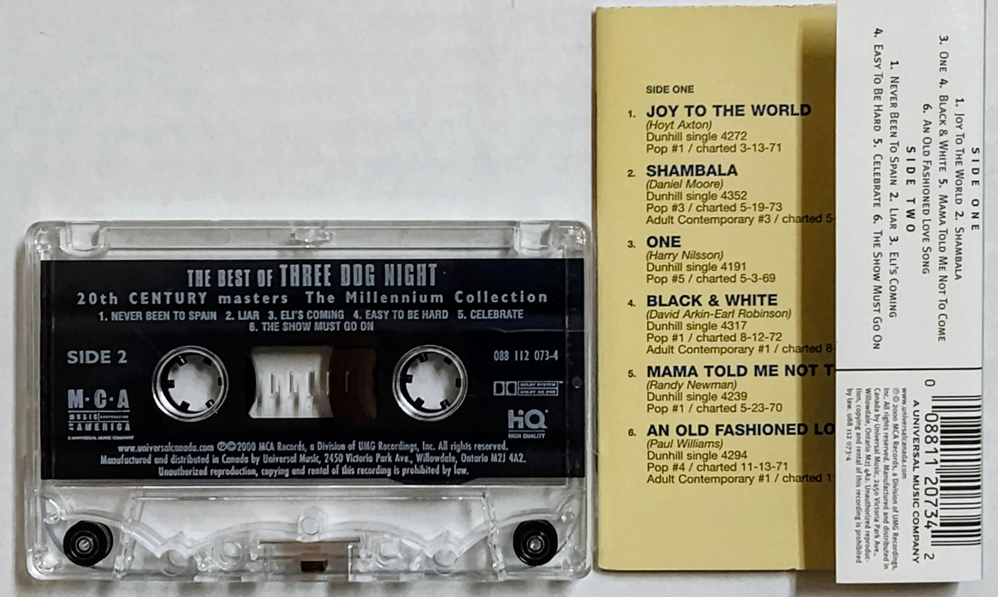 Three Dog Night - “The Best Of (The 20th Century Masters)” - CASSETTE TAPE VG+/VG+