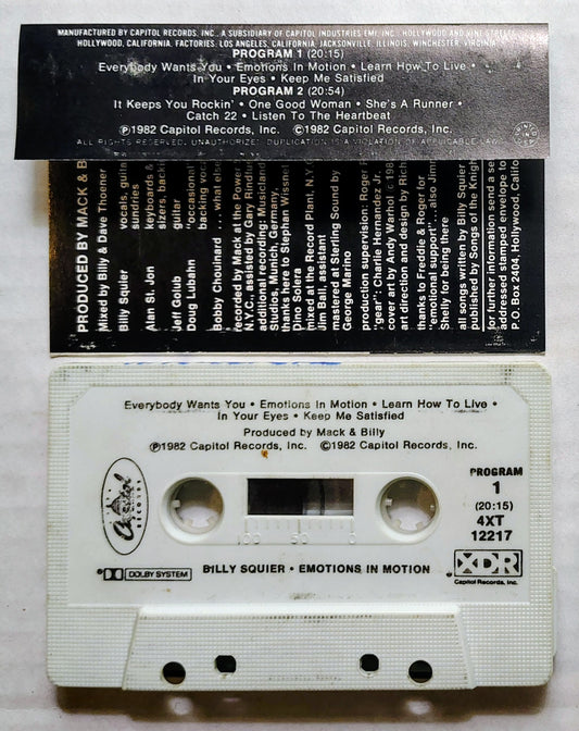 Billy Squier - “Emotions In Motion” - CASSETTE TAPE G+/G+