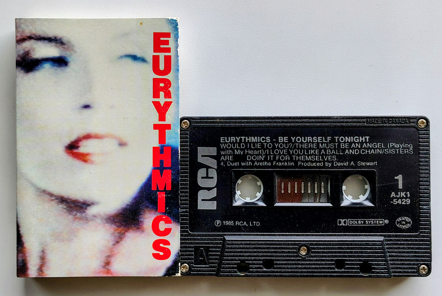 Eurythmics - “Be Yourself Tonight” - CASSETTE TAPE (Canada; black shell) G+/VG (Ripped inner j card)