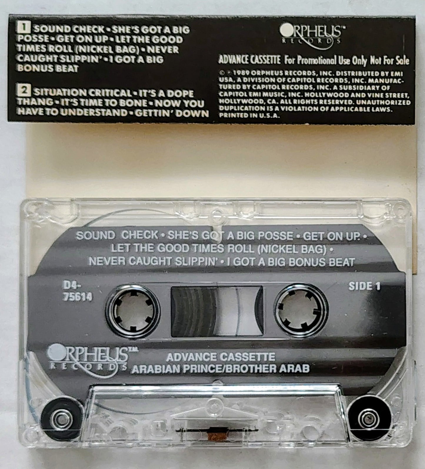 Arabian Prince - "Brother Arab” - CASSETTE TAPE (Promo Version) VG+/VG+ [Compton, CA]