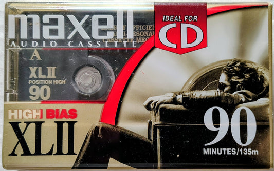 Blank Maxell High Bias XLII 90-Minute (Sealed; Standard North America version; gray shell)