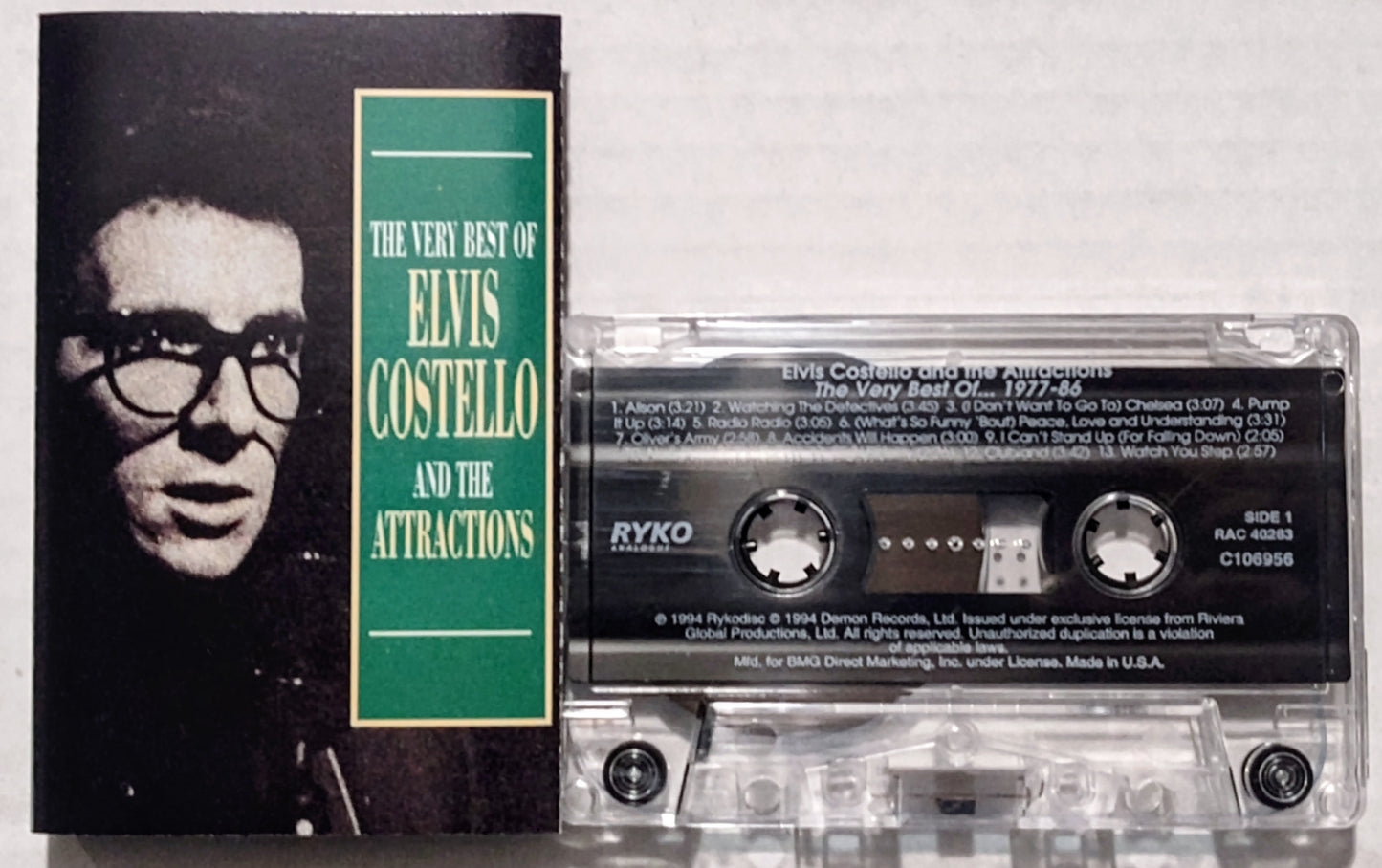 Elvis Costello - “The Very Best Of Elvis Costello And The Attractions” - CASSETTE TAPE (BMG)VG/VG+