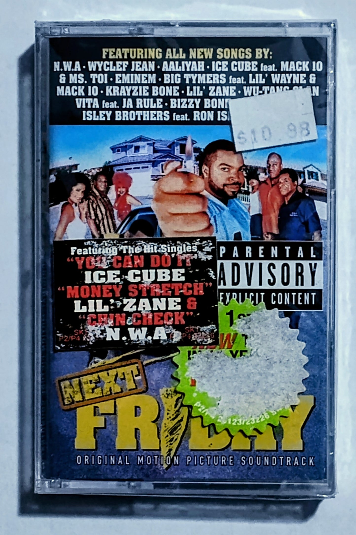 Various Artists - “Next Friday Soundtrack” - CASSETTE TAPE NM/M (Sealed with heavily worn hype sticker; large crack on back of case)