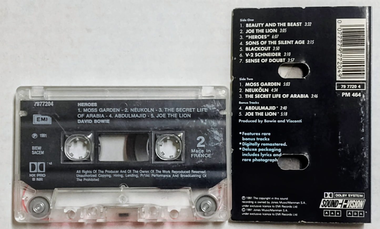 David Bowie - “Heroes” - CASSETTE TAPE (France) VG/VG