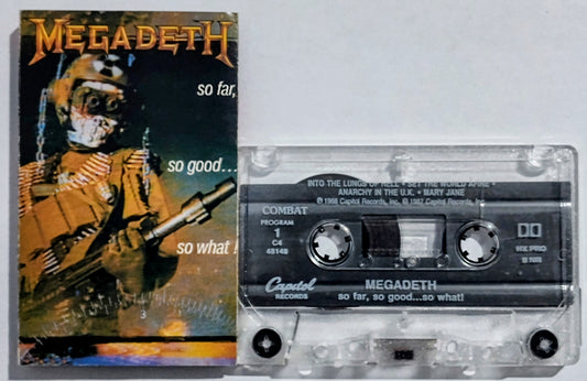 Megadeth - “So Far, So Good… So What!” - CASSETTE TAPE (Columbia House) VG+/VG+