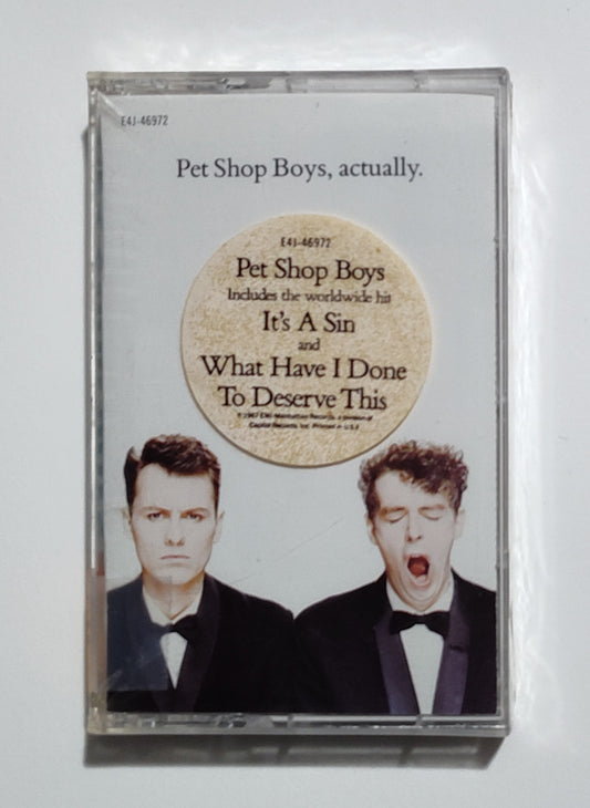 Pet Shop Boys - "Actually" - CASSETTE TAPE (DOLBY HX PRO) NM/M (Sealed; scratch of crack on rear of case; tiny drill hole in spine)