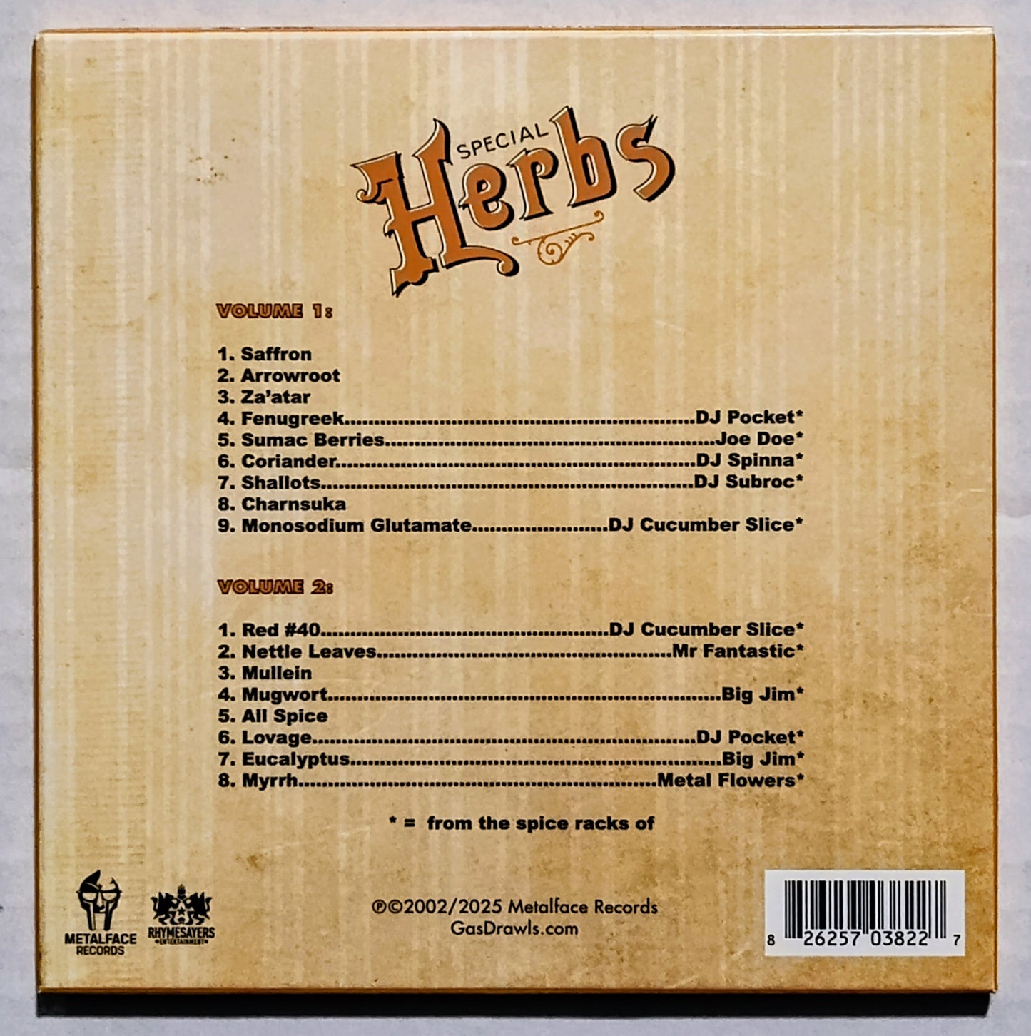 MF DOOM as Metal Fingers - "Special Herbs Vols 0-9 (5-Disc Complete Set)" - INDIE COMPACT DISC NM/NM