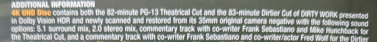 Dirty Work: The Dirtier Cut 4K ULTRA HD