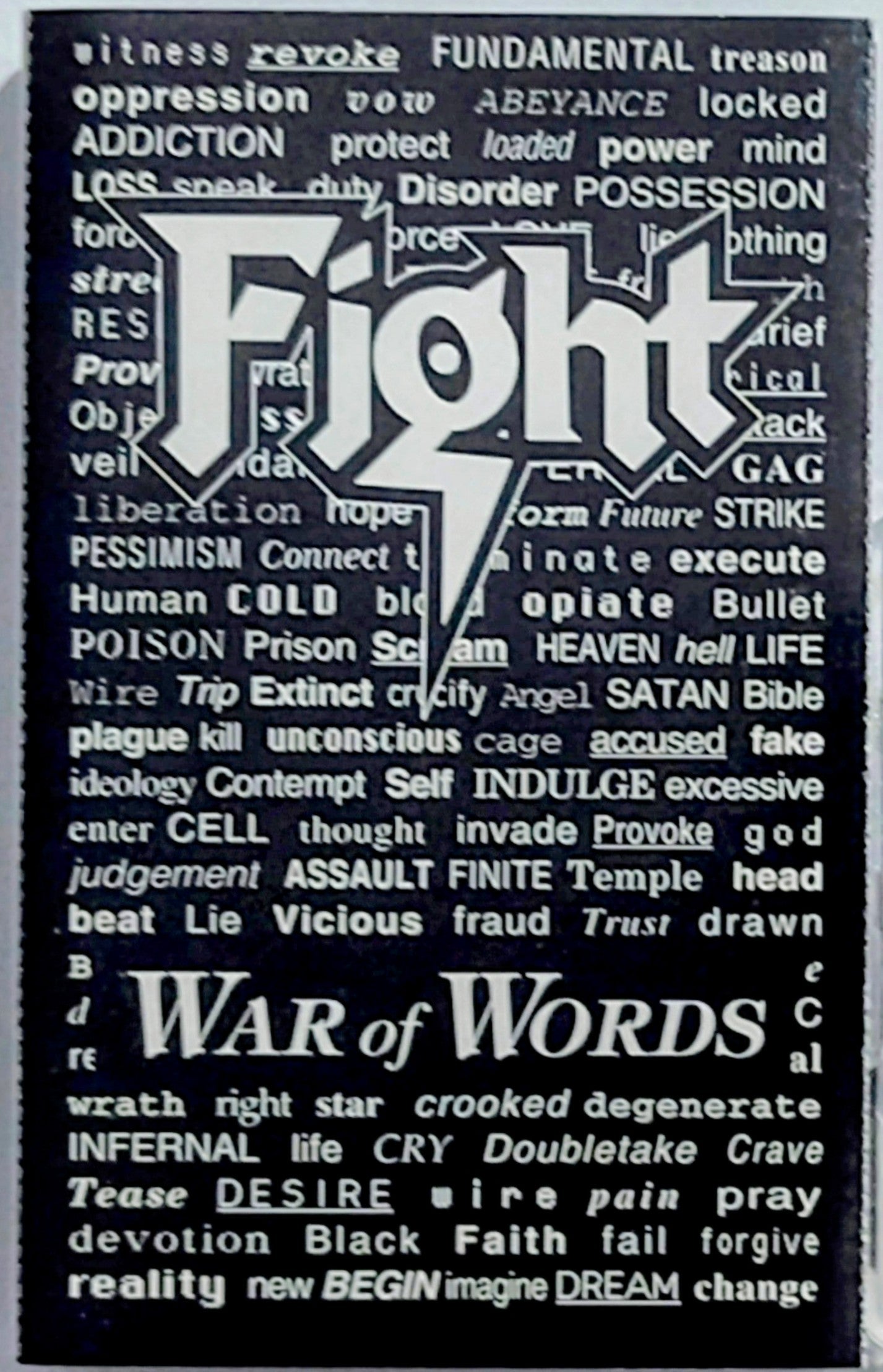 Fight - “War Of Words” - CASSETTE TAPE VG+/VG+