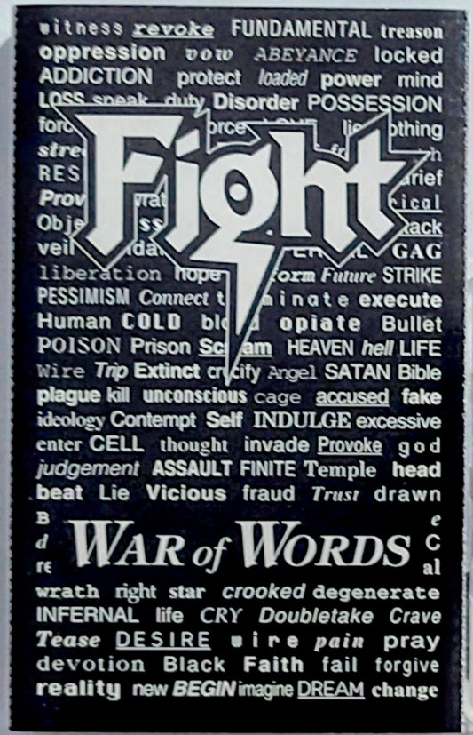 Fight - “War Of Words” - CASSETTE TAPE VG+/VG+