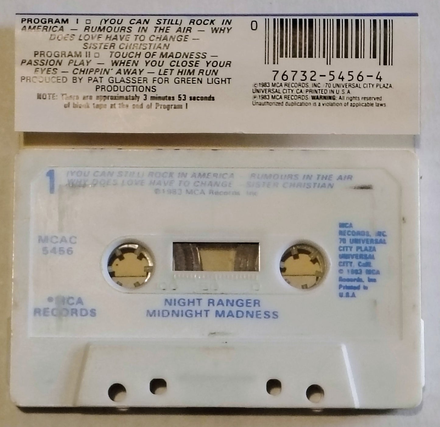 Night Ranger - "Midnight Madness" - CASSETTE TAPE VG/G+