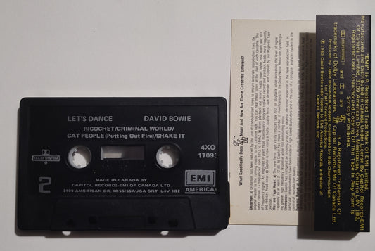 David Bowie - "Let's Dance" - CASSETTE TAPE (Canada; black shell; SDR; DOLBY) VG+/VG+