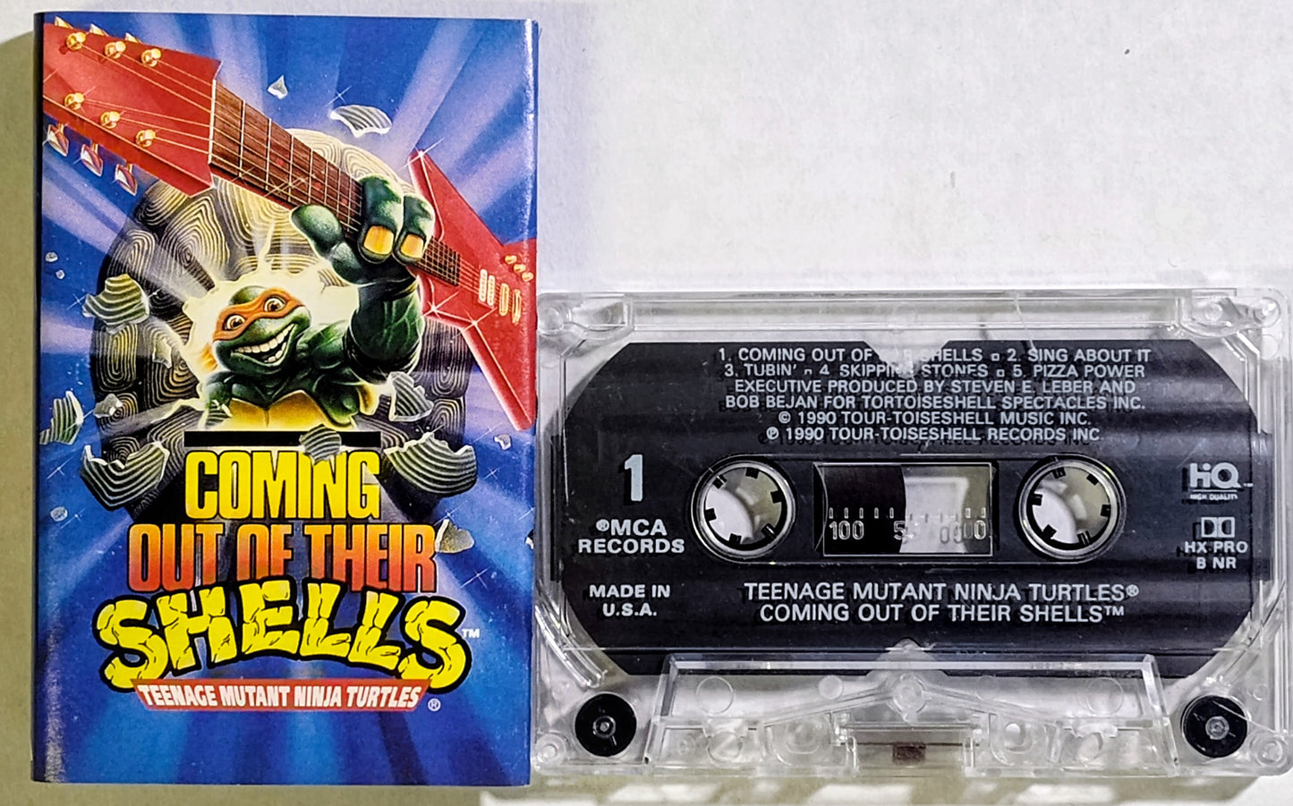 Teenage Mutant Ninja Turtles - “Coming Out Of Their Shells” - CASSETTE TAPE VG+/VG (Cracked shell; does not affect playback)