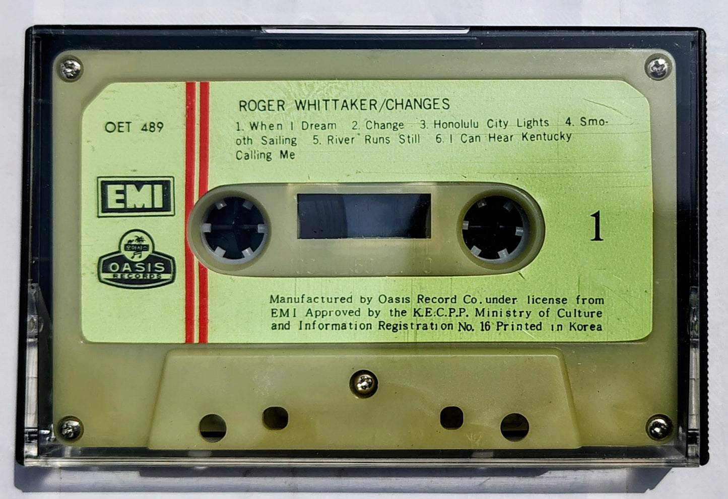 Roger Whittaker - “Changes” - CASSETTE TAPE (Oasis Records, S. Korea) VG/VG+