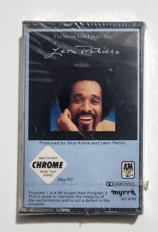 Leon Patillo - "I'll Never Stop Loving You" - CASSETTE TAPE NM/M (Sealed; seal pull-tab is slightly loose)
