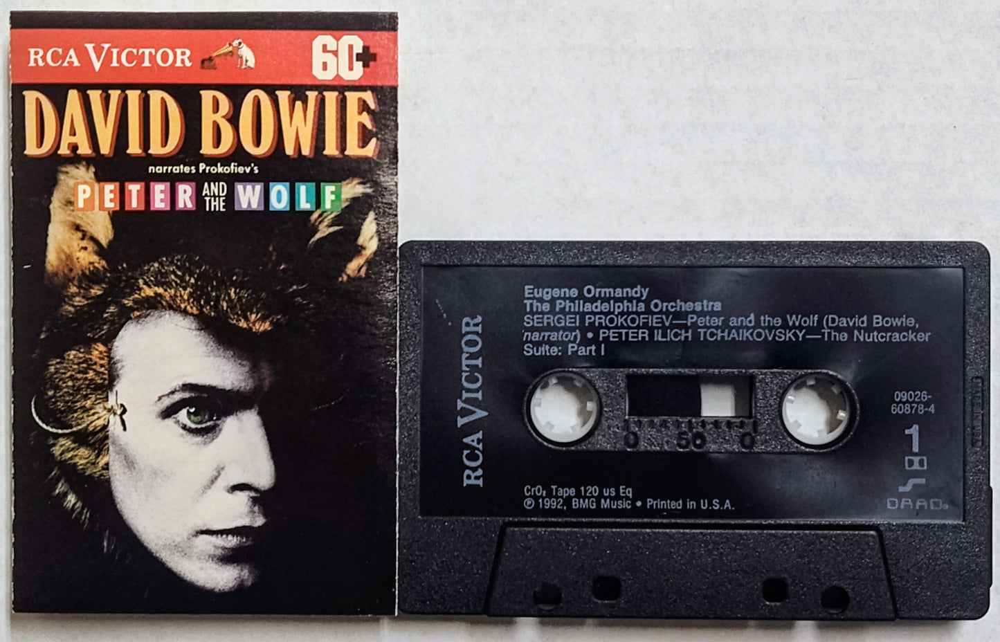 David Bowie Narrates Prokofiev/ Eugene Ormandy, The Philadelphia Orchestra - “Peter & The Wolf/ Young Person’s Guide To The Orchestra” - CASSETTE TAPE VG+/VG+