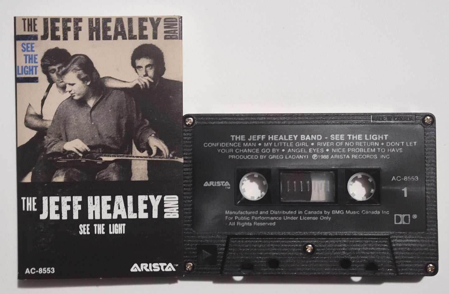 Jeff Healey Band - "See The Light" - CASSETTE TAPE (Canada; black shell; DOLBY) VG+/VG+