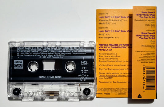 Tony! Toni! Toné! - "House Party II (I Don't Know What You Come To Do" - CASSETTE TAPE (Single) VG+/VG+